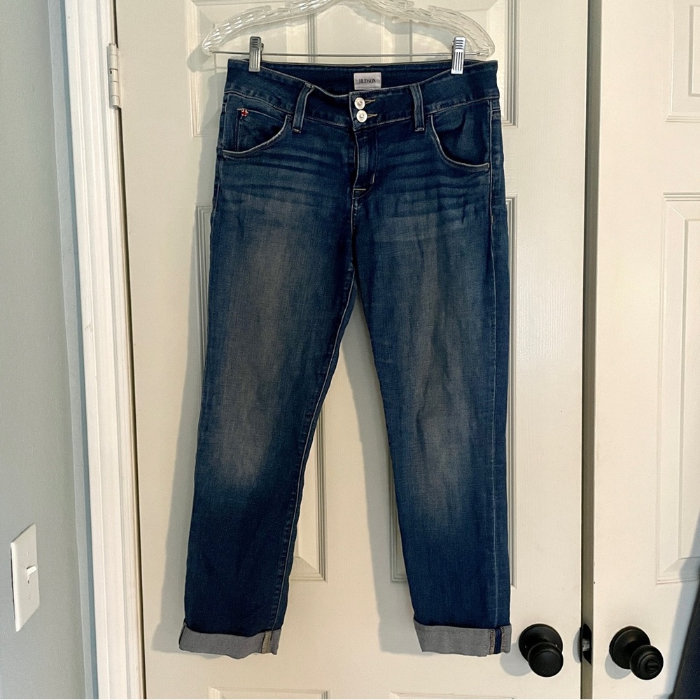 Hudson Collin Cropped/Cuffed Blue Denim Jeans